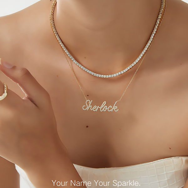  Custom Pavé Name Necklace in 925 Sterling Silver - friendship necklace gift from Bestie Keepsake