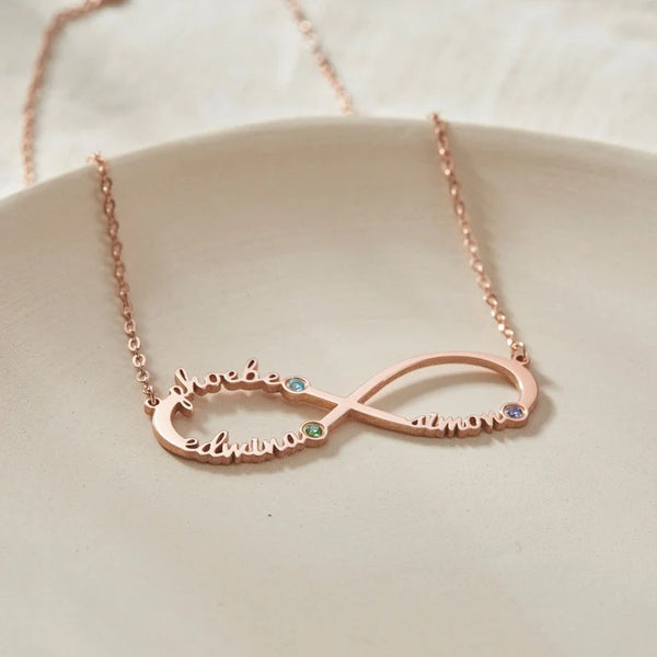  Personalized Infinity Birthstone Necklace in Stainless Steel - friendship necklace gift from Bestie Keepsake