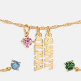  Custom Birthstone  Personalize Name Tag Necklace in 925 Sterling Silver - friendship necklace gift from Bestie Keepsake