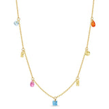  Rainbow CZ Charm Station Jewelry 18K Gold Plated - friendship necklace gift from Bestie Keepsake
