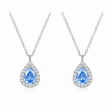  Teardrop Halo Pendant Necklace in Sterling Silver - friendship necklace gift from Bestie Keepsake