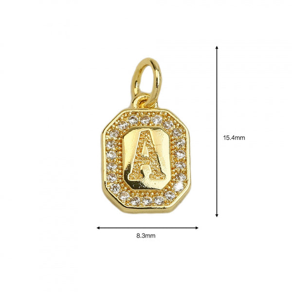  Ornate Initial Octagon Pendant Necklace in Gold Plated - friendship necklace gift from Bestie Keepsake