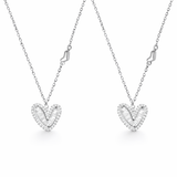  Asymmetric Baguette Heart Pendant Necklace in Sterling Silver - friendship necklace gift from Bestie Keepsake