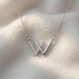  Pavé Initial W Pendant Necklace - friendship necklace gift from Bestie Keepsake