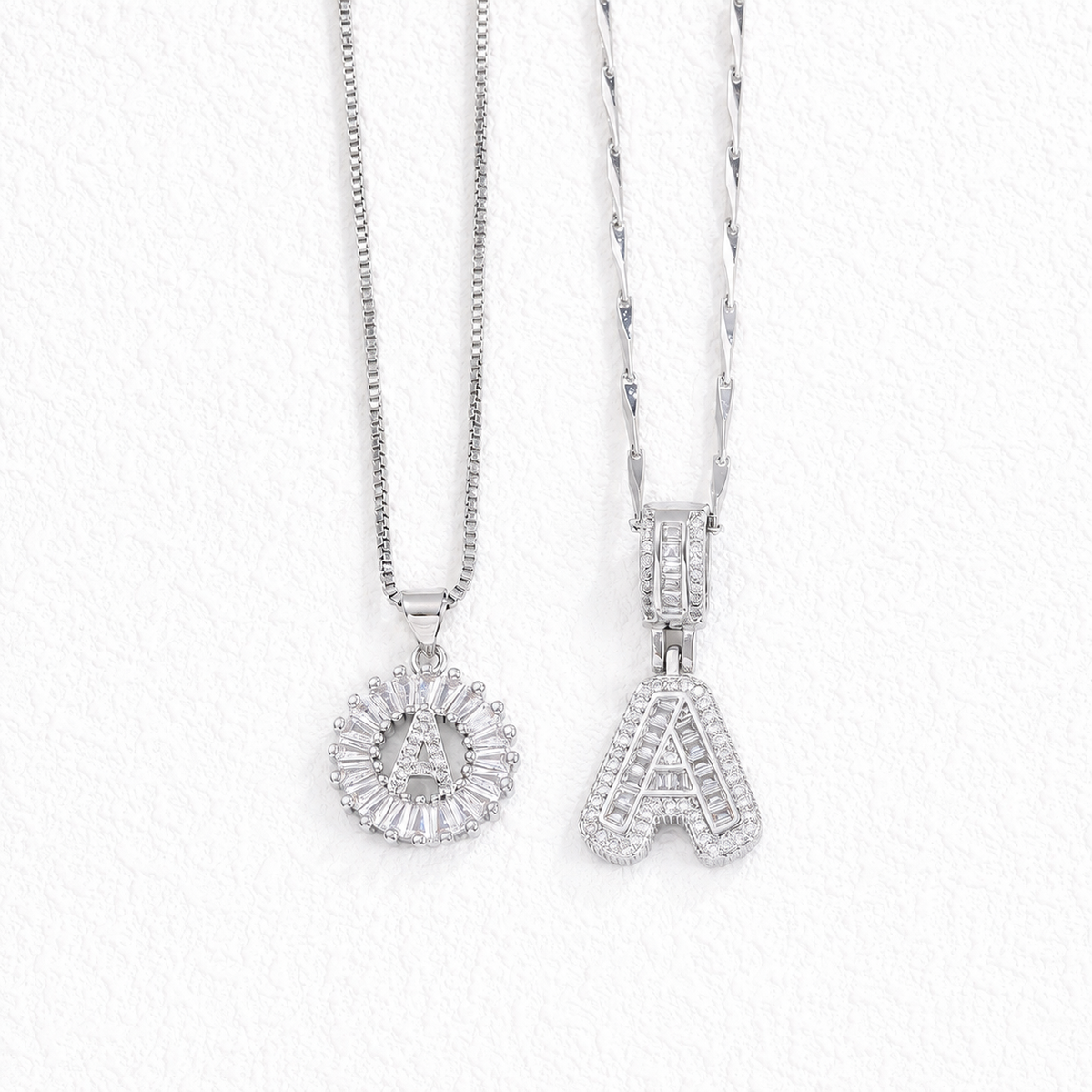  Baguette Zircon Initial Letter Pendant Necklace - friendship necklace gift from Bestie Keepsake