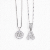  Baguette Zircon Initial Letter Pendant Necklace - friendship necklace gift from Bestie Keepsake