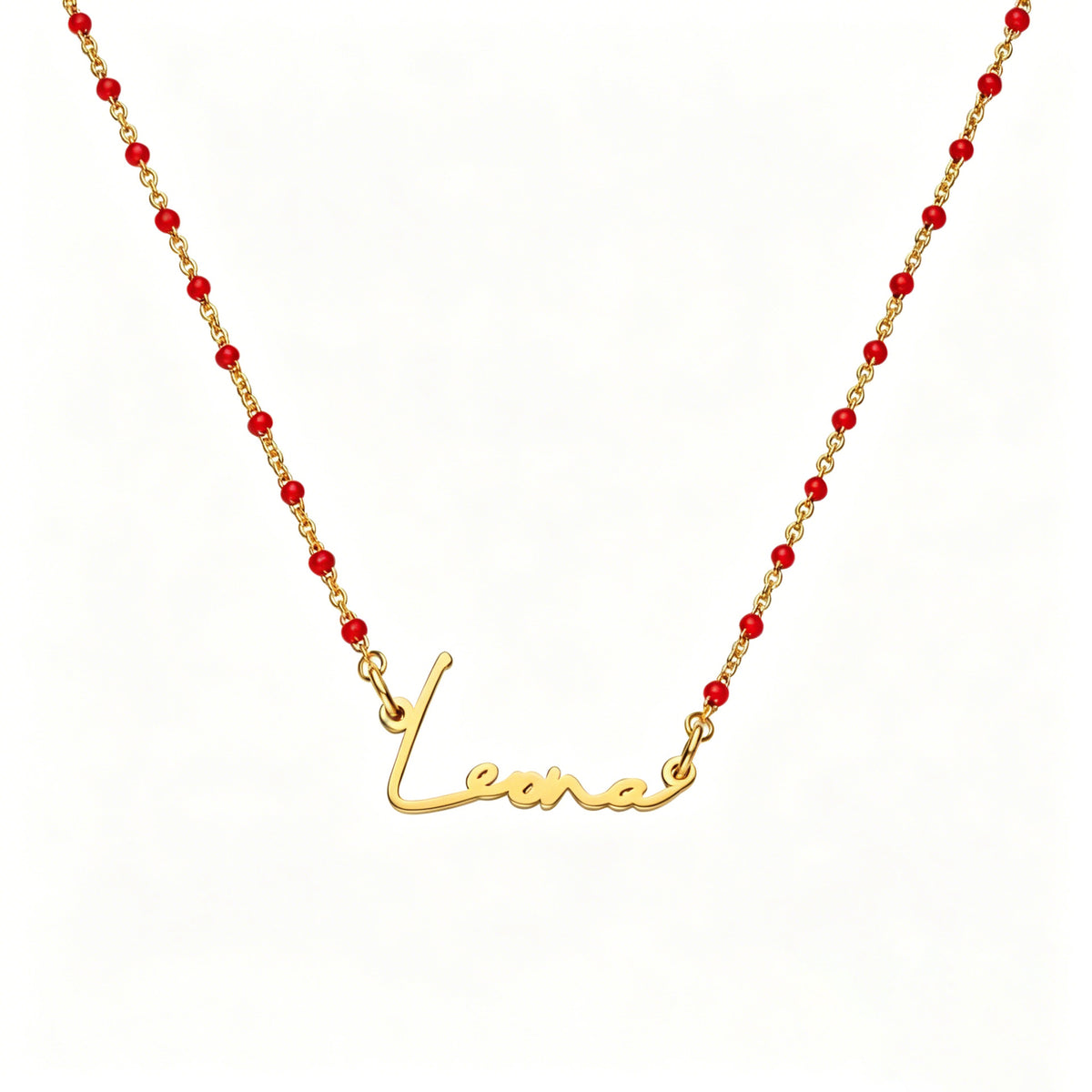  Script Name Beaded Rosary Necklace in Stainless Steel - friendship necklace gift from Bestie Keepsake