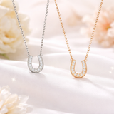  Pavé Horseshoe Pendant Necklace in Sterling Silver - friendship necklace gift from Bestie Keepsake