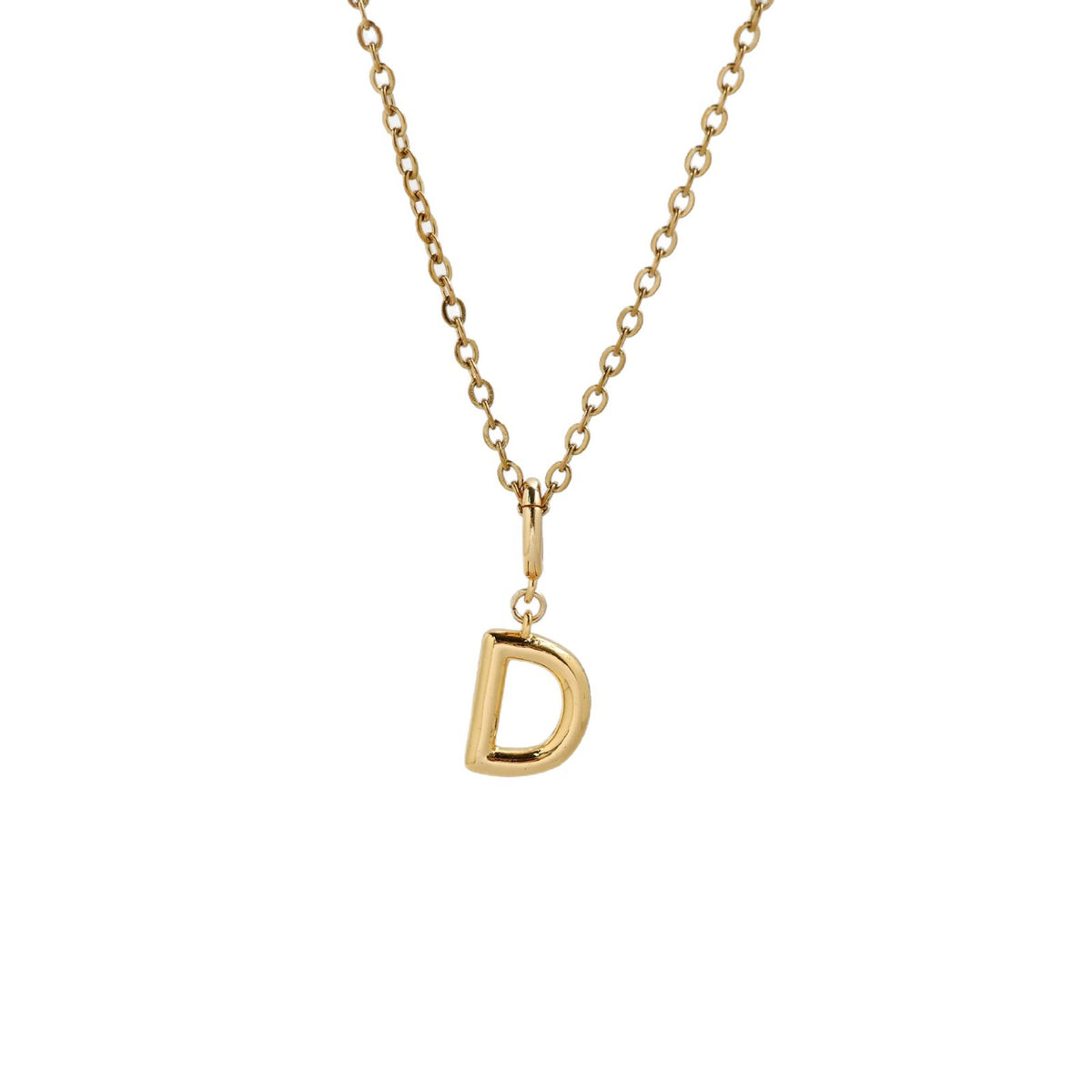 Polished Initial Pendant Necklace 18K Gold Plated - friendship necklace gift from Bestie Keepsake