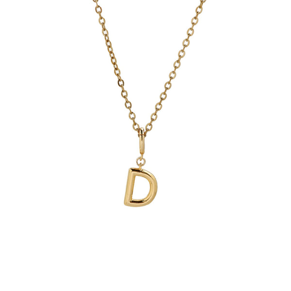  Polished Initial Pendant Necklace 18K Gold Plated - friendship necklace gift from Bestie Keepsake