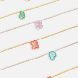  Bubble Initial Enamel Necklace in 925 Sterling Silver - friendship necklace gift from Bestie Keepsake