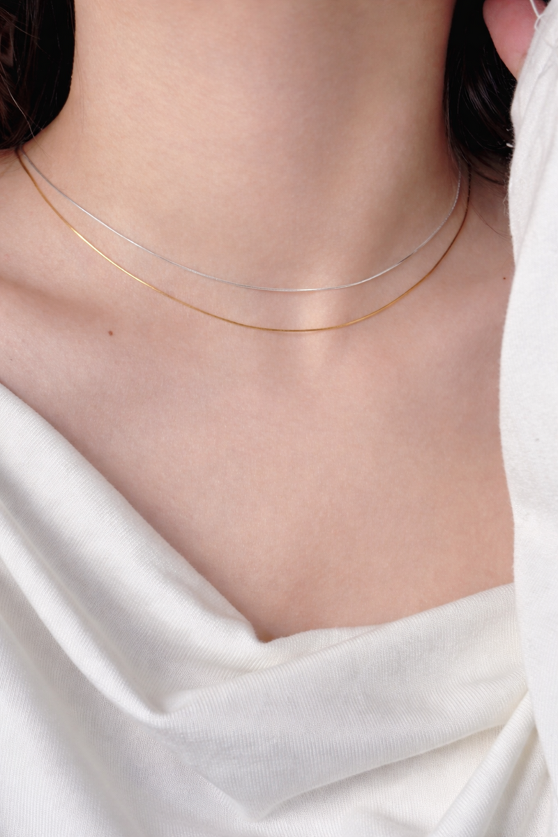  Dainty Snake Chain Necklace in 925 Sterling Silver - friendship necklace gift from Bestie Keepsake