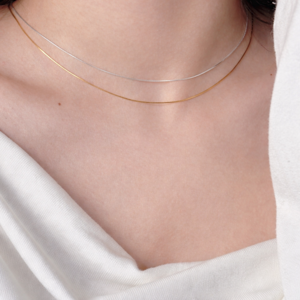  Dainty Snake Chain Necklace in 925 Sterling Silver - friendship necklace gift from Bestie Keepsake