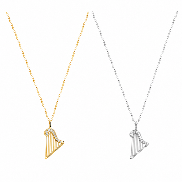  Ornate Harp Pendant S925 Sterling Silver Necklace - friendship necklace gift from Bestie Keepsake