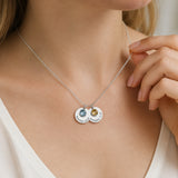  Personalized Birthstone & Engraved Disc Charm Necklace - friendship necklace gift from Bestie Keepsake