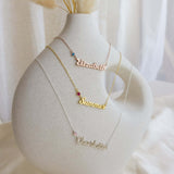  Personalized Script Name & Birthstone Necklace in Stainless Steel - friendship necklace gift from Bestie Keepsake