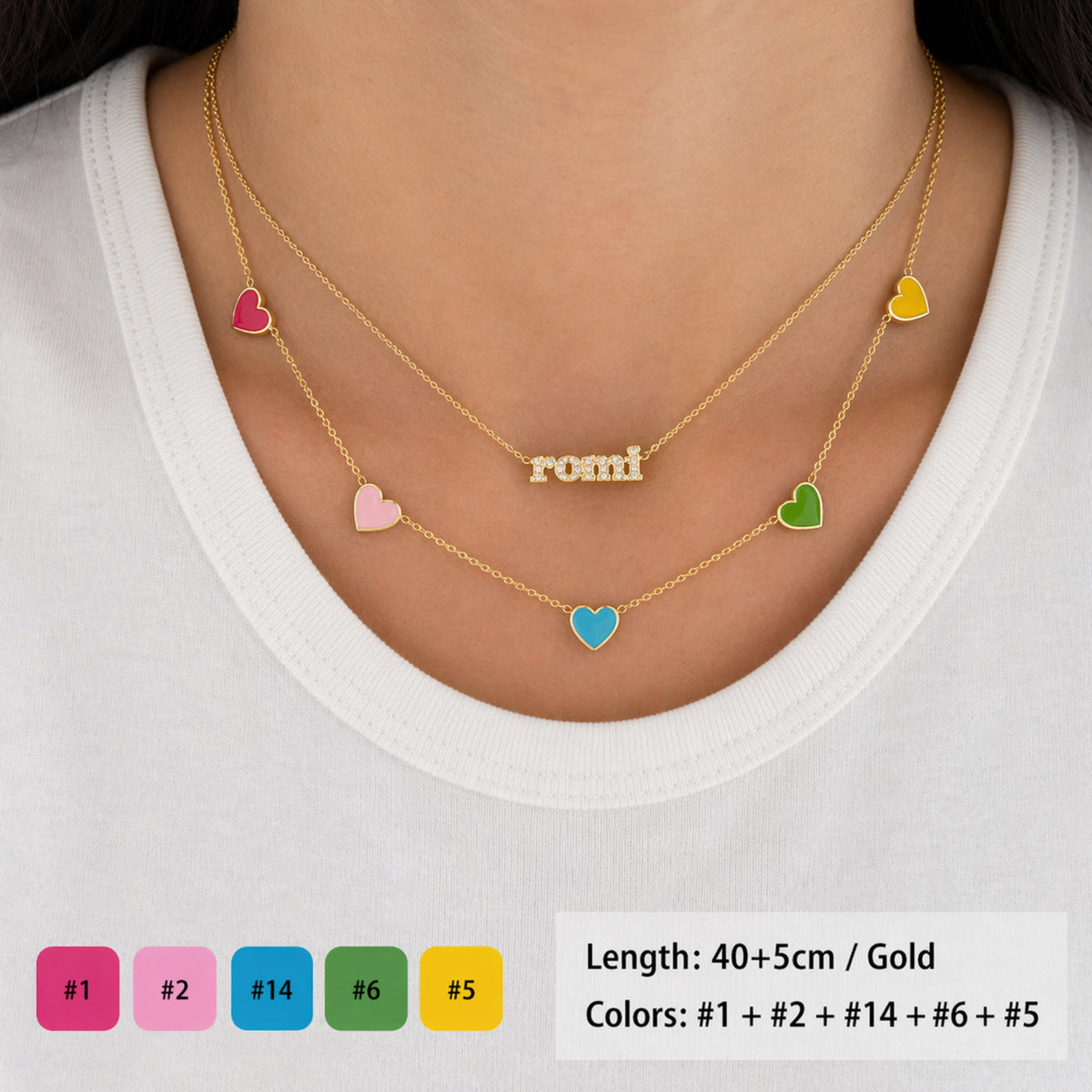  Enamel Heart Charm Necklace S925 Silver - friendship necklace gift from Bestie Keepsake