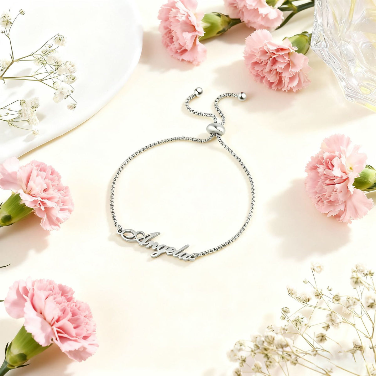  Script Name Adjustable Bolo Bracelet in Stainless Steel - friendship necklace gift from Bestie Keepsake