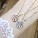  Spinning Snowflake Crystal Pendant Necklace - friendship necklace gift from Bestie Keepsake