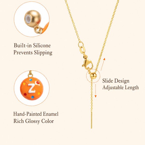 Colorful Enamel Initial Charm Necklace in Gold-Plated Brass - friendship necklace gift from Bestie Keepsake