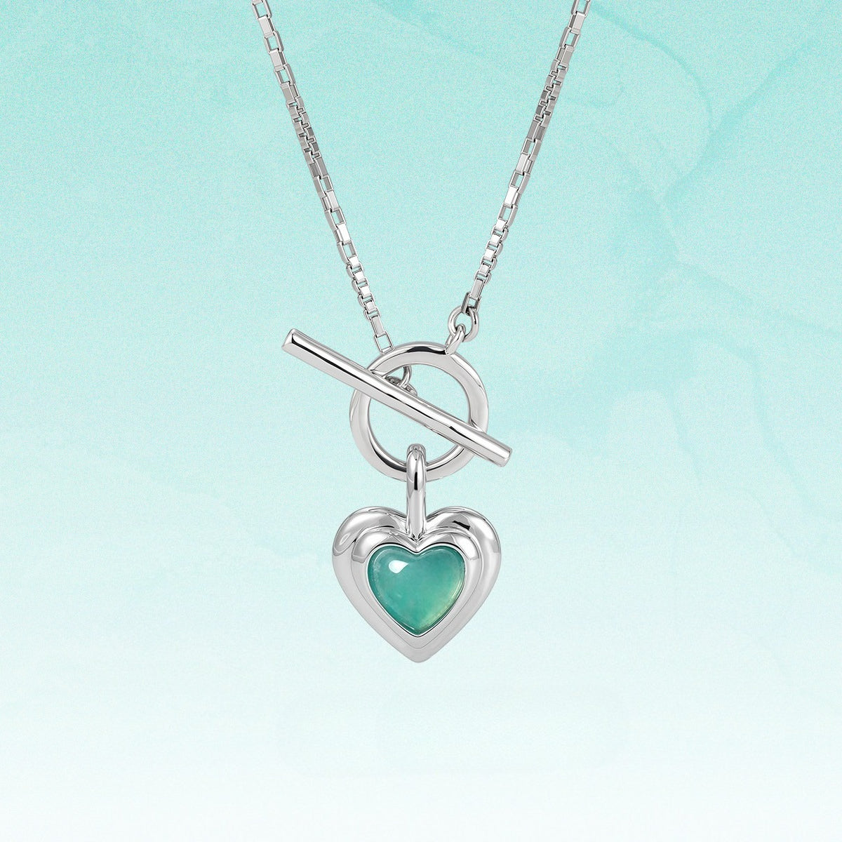  Heart Gravity Toggle Necklace with Natural Stone - friendship necklace gift from Bestie Keepsake