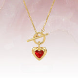  Heart Gravity Toggle Necklace with Natural Stone - friendship necklace gift from Bestie Keepsake