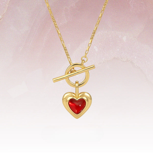  Heart Gravity Toggle Necklace with Natural Stone - friendship necklace gift from Bestie Keepsake