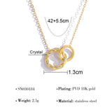  Interlocking Pavé Crystal Necklace in 18K Gold Plated Stainless Steel - friendship necklace gift from Bestie Keepsake