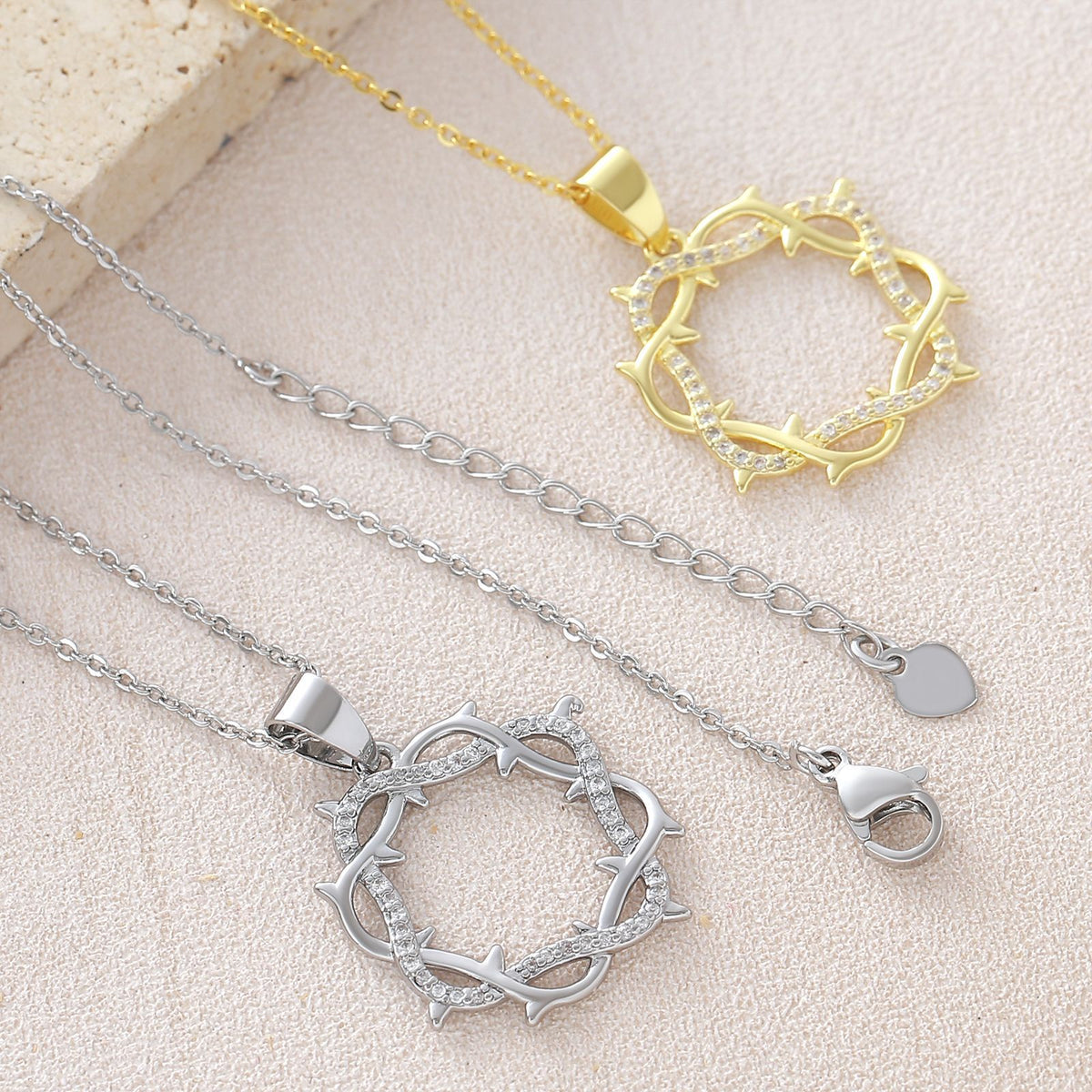  Micro-Pave Thorn Circle Necklace - friendship necklace gift from Bestie Keepsake
