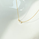 Dainty Pearl & Zirconia 925 Sterling Silver Necklace - friendship necklace gift from Bestie Keepsake