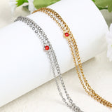  Layered Birthstone Chain Bracelet in Stainless Steel - friendship necklace gift from Bestie Keepsake