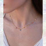  Rainbow CZ Charm Station Jewelry 18K Gold Plated - friendship necklace gift from Bestie Keepsake