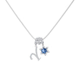  Pavé Initial and Blue Crystal Bloom Necklace - friendship necklace gift from Bestie Keepsake