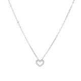  Pavé Open Heart Pendant Necklace in Sterling Silver - friendship necklace gift from Bestie Keepsake