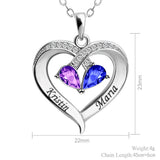  Dainty Dual Birthstone Heart Necklace - friendship necklace gift from Bestie Keepsake