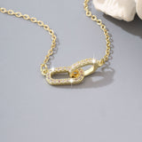  Pave Interlocking Paperclip Link Necklace - friendship necklace gift from Bestie Keepsake