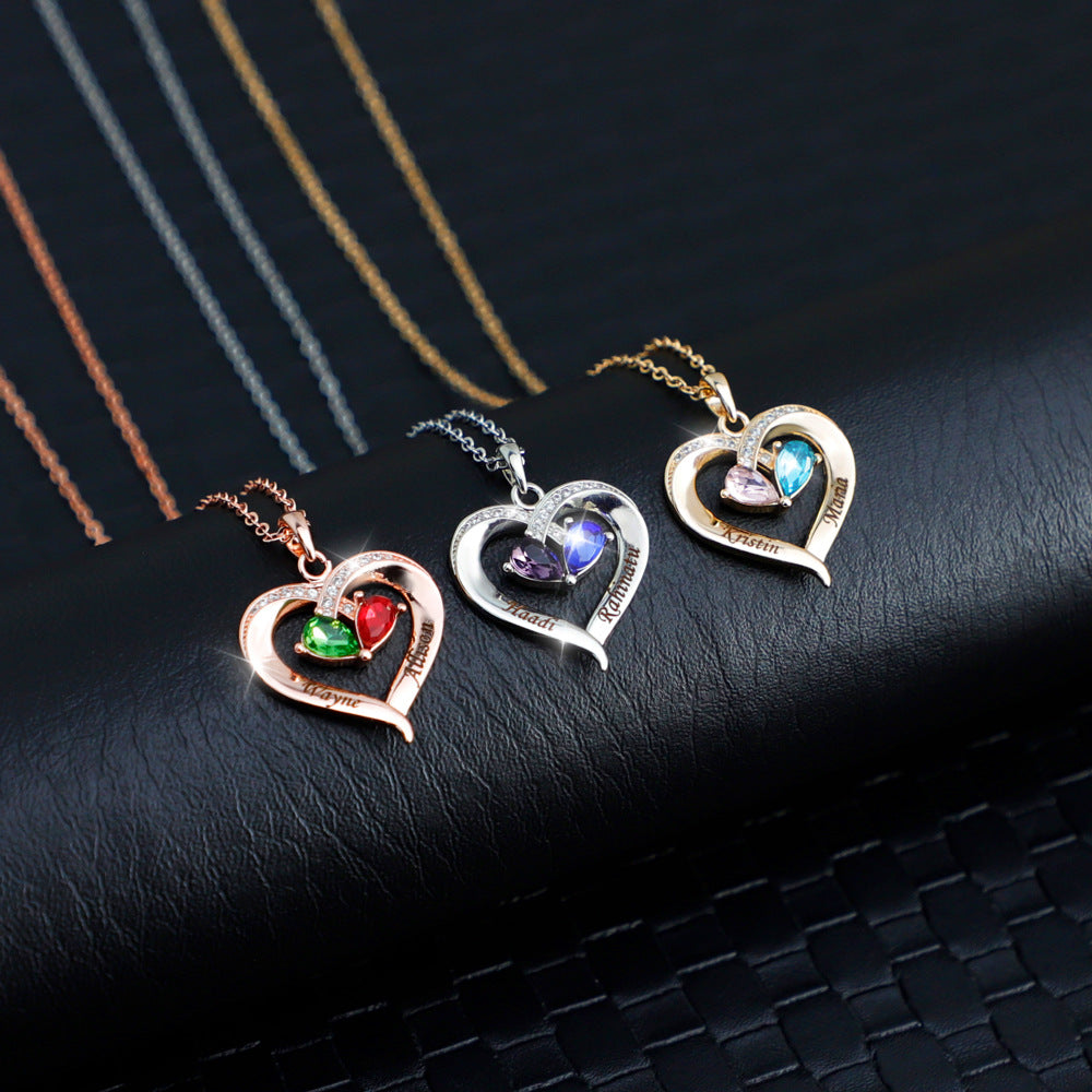  Dainty Dual Birthstone Heart Necklace - friendship necklace gift from Bestie Keepsake