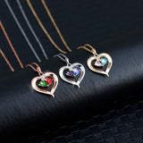  Dainty Dual Birthstone Heart Necklace - friendship necklace gift from Bestie Keepsake