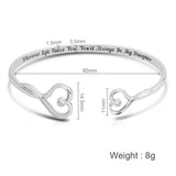  Double Heart Open Cuff Bracelet with Crystal - friendship necklace gift from Bestie Keepsake