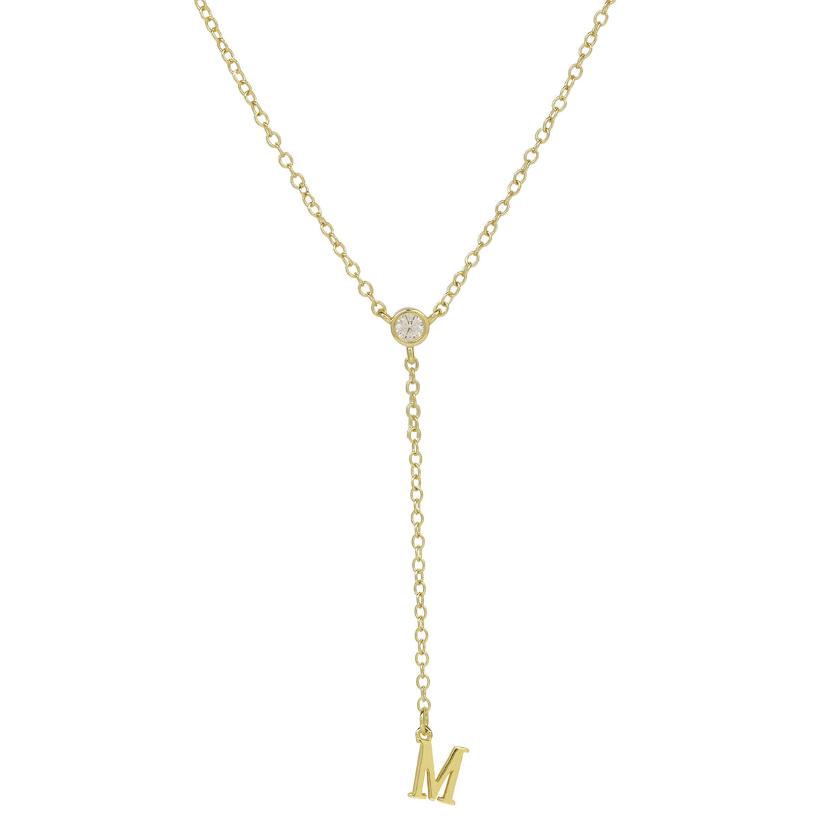  Initial Crystal Lariat Necklace in Gold Finish - friendship necklace gift from Bestie Keepsake