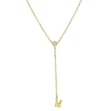  Initial Crystal Lariat Necklace in Gold Finish - friendship necklace gift from Bestie Keepsake