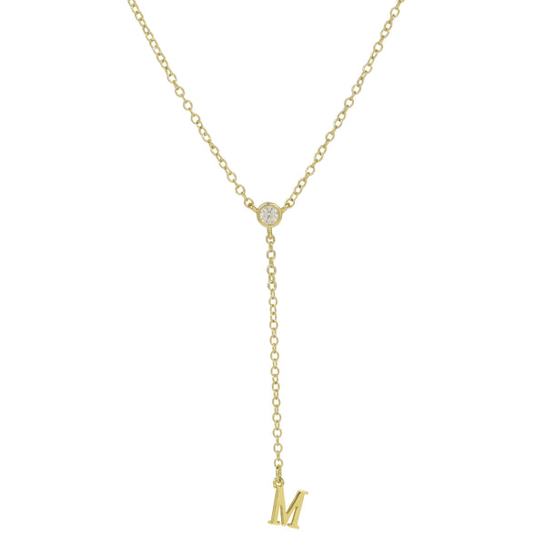  Initial Crystal Lariat Necklace in Gold Finish - friendship necklace gift from Bestie Keepsake