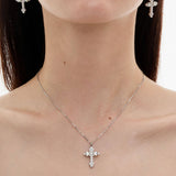  Ornate Petal Cross Pendant Necklace with Mother of Pearl - friendship necklace gift from Bestie Keepsake