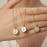  Mother of Pearl Initial Pendant Necklace in K-Gold Finish - friendship necklace gift from Bestie Keepsake