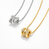  Ridged Barrel Pendant Necklace with Cubic Zirconia - friendship necklace gift from Bestie Keepsake