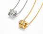  Ridged Barrel Pendant Necklace with Cubic Zirconia - friendship necklace gift from Bestie Keepsake