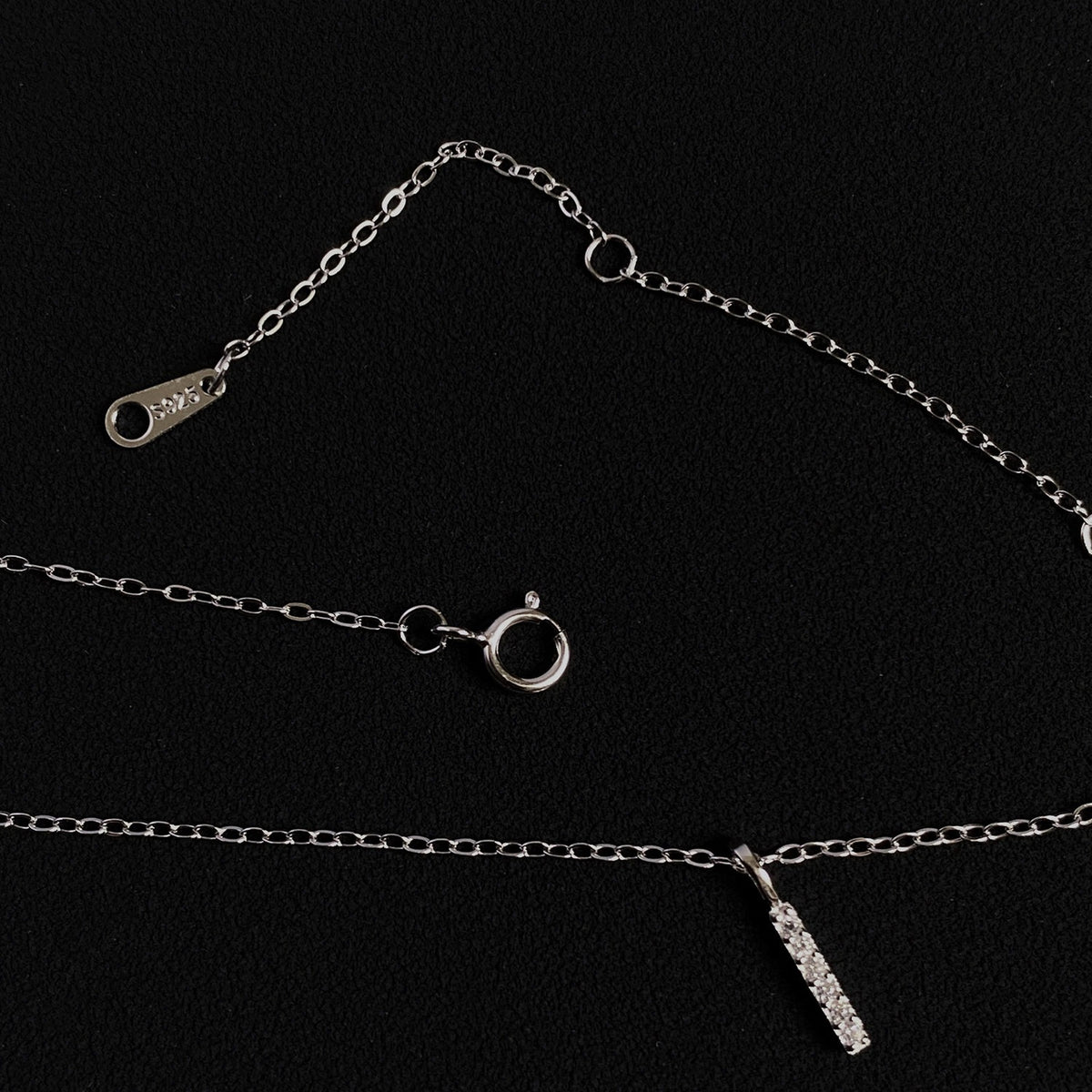  Pave Slender Bar Necklace in 925 Sterling Silver - friendship necklace gift from Bestie Keepsake