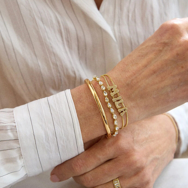  Custom Pavé Letter Slider Bracelet in Gold-Plated Copper - friendship necklace gift from Bestie Keepsake