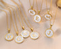  Initial Medallion Shell Pendant Necklace - friendship necklace gift from Bestie Keepsake