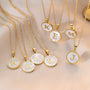  Initial Medallion Shell Pendant Necklace - friendship necklace gift from Bestie Keepsake